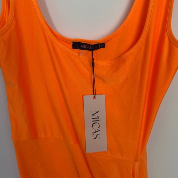 Micas Bright Orange Ruched Cutout Midi Dress – Size S – NWT - Picture 3 of 5